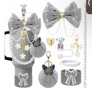 Bling Accessories for Stanley Cup 20/30/40 oz Tumbler gray/silver